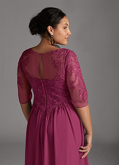 Azazie Harriet Mother of the Bride Dresses Mulberry A-Line Scoop lace Mesh Dress image8