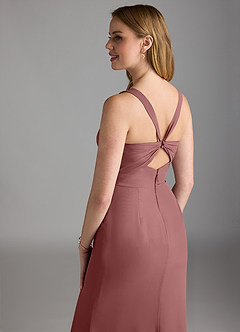 Azazie Mero Bridesmaid Dresses Desert Rose Sheath Pleated Chiffon Dress image4