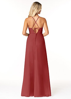 Azazie Ariella Final Sale Rust A-Line Pleated Chiffon Dress image2