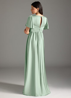 Azazie Verna Maternity Bridesmaid Dresses A-Line Ruched Stretch Satin Floor-Length Dress image2