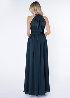 Azazie Iman Bridesmaid Dresses Dark Navy A-Line A-Line Ruched Chiffon Dress image2