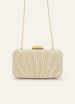 front Matching Color Satin Pleated Clutch Bag