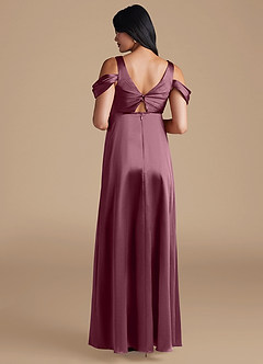 Azazie Rhea Maternity Bridesmaid Dresses A-Line Pleated Metallic Satin Floor-Length Dress image2