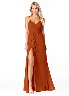 Azazie Emerald Brautjungfernkleider A-Linie Gekräuselt Chiffon Kleid Paprika image4