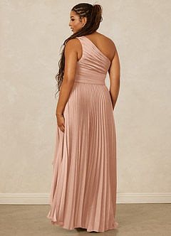 Christian Siriano Bridal for Azazie 1008 Robes de demoiselle d'honneur Robe Trapèze en Satin extensible Ue épaule Or Rose image2