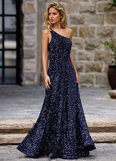 Opulent Navy Abito da ballo in velluto con paillettes image3