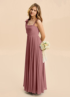 Azazie Rudy Junior Abito A-Line in Chiffon Plissettato Rosa Del Deserto image5