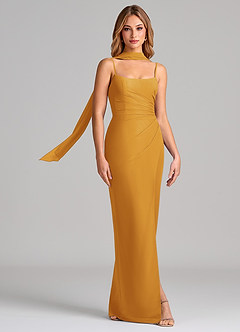 Azazie Calandra Suknie dla druhen Osłona Pofałdowany Szyfon Do ziemi Sukienka image3