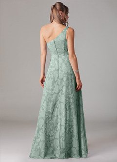 Azazie Ellianna Bridesmaid Dresses Agave A-Line One Shoulder Floral Burnout Dress image2