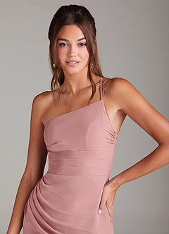 Azazie Eren Abiti da Damigella Abito Tubino in Chiffon Monospalla Rosa Polverosa image6