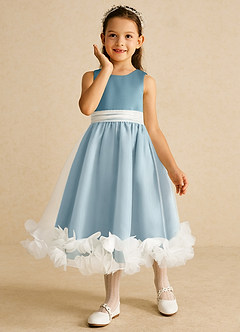 Azazie Stardust Blumenmädchenkleider A-Linie ärmellos Organza Kleid Stimmungsvolles Blau image5
