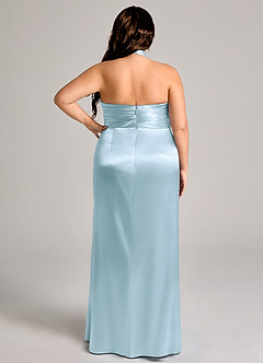 Azazie Jemma Bridesmaid Dresses Sky Blue Sheath Pleated Metallic Satin Dress image9