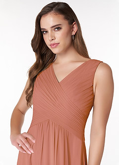 Azazie Flora Bridesmaid Dresses MAI TAI A-Line Pleated Chiffon Dress image5