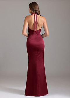 Azazie Valerie Robes de demoiselle d'honneur Robe Sirène en Satin extensible Plissé Bourgogne image2