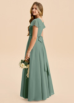 Azazie Cady Junior Eucalyptus A-Line Pleated Chiffon Dress image6