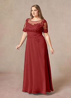 Azazie Raissa Mother of the Bride Dresses Rust A-Line Lace Chiffon Dress image11