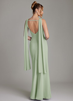 Azazie Essence Bridesmaid Dresses Dusty Sage Sheath Chiffon Dress image2