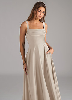 Azazie Shaude Brautjungfernkleider A-Linie Plissee Stretch-Satin Kleid Frost image2