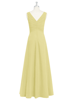 Azazie Flora Robes de demoiselle d'honneur Robe Trapèze en Mousseline de soie Plissée Sorbet Citron image8