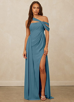 Christian Siriano Bridal for Azazie 1014 Bridesmaid Dresses Bermuda A-Line Off the Shoulder Chiffon Dress image4