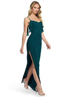 Azazie Jasmine Brautjungfernkleider Etui Seitliche Cut-Outs Chiffon Kleid Kiefer image3