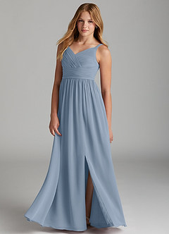Azazie Chanel Junior Blushing Pink A-Line Sweetheart Neckline Chiffon Dress image3