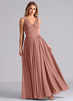 Azazie Delmie Final Sale Cedar Rose A-Line Corset Chiffon Dress image3