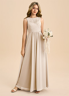 Azazie Skyla Junior White Alabaster A-Line Pleated Chiffon Dress image6