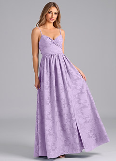 Azazie Zeya Bridesmaid Dresses Lilac A-Line Bow Floral Burnout Dress image4