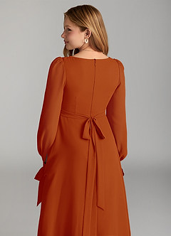 Azazie Leonia Junior Paprika A-Line with Pockets Chiffon Dress image6