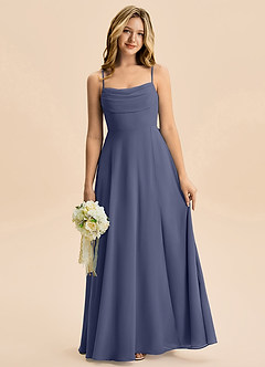 Azazie Bear Junior Jurk van Chiffon met A-Lijn Geplooid Stormachtig image1