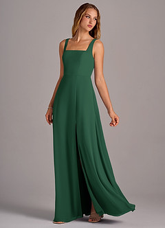 Azazie Debra Brautjungfernkleider Wandelbar A-Linie mit Taschen Chiffon Kleid Dunkelgrün image2