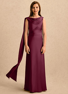 Azazie Sanah Girls Formal Flower Girl Klänningar Klänning A-Line i Stretch Satin Plisserad image4