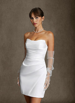 Azazie Erica Wedding Dresses Diamond White Sheath Stretch Satin Dress image1