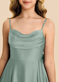 Azazie Bear Junior Silver Sage A-Line Sweetheart Neckline Stretch Satin Dress image7