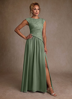 Azazie Kalleen Mother of the Bride Dresses Matcha A-Line Pleated Chiffon Dress image1
