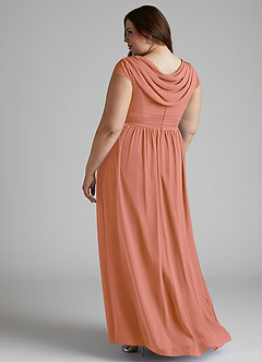 Azazie Organa Schlussverkauf A-Linie Plissee Chiffon Kleid Desert Rose image10