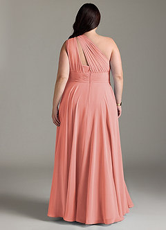 Azazie Charlize Bridesmaid Dresses Coral A-Line One Shoulder Chiffon Dress image8