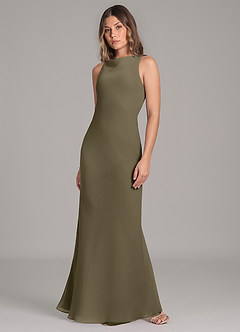 Azazie Allettie Bridesmaid Dresses Willow Green Mermaid Chiffon Dress image3