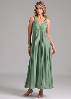 Azazie Raychelle Brautjungfernkleider A-Linie Plissee Stretch-Satin Kleid Matcha image1