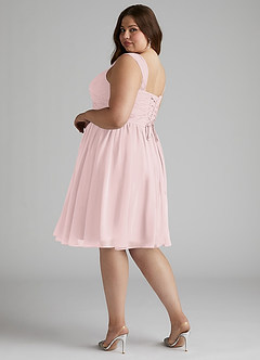 Azazie Angie Bridesmaid Dresses Blushing Pink A-Line Corset Chiffon Dress image16