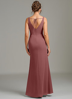 Azazie Leticia Bridesmaid Dresses Desert Rose Sheath Pleated Chiffon Dress image2