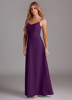 Azazie Daenerys Bridesmaid Dresses Grape A-Line Cowl Chiffon Dress image4
