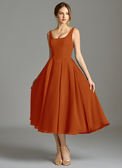 Azazie Amalie Bridesmaid Dresses Paprika A-Line Pleated Chiffon Dress image6