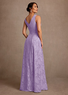 Azazie Luanne Mère de la mariée Robes Robe Trapèze en Blumen-Burnout Plissée Lilas image3