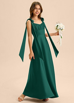 Azazie Halley Junior Klä av A-Line i Stretch Satin Rosett image5