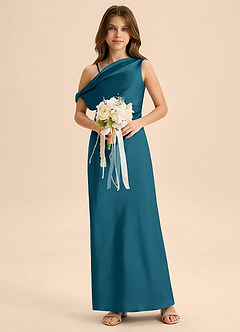 Azazie Emerson Junior Klä av Tubklänning i Stretch Satin Av axeln image3