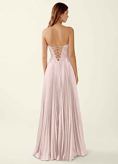Clementine Blushing Pink Satin Lace Up Back A-line Prom Dress image2