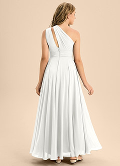 Azazie Charlize Junior White A-Line Pleated Chiffon Dress image2