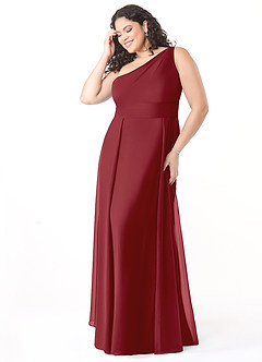 Azazie Dallas Bridesmaid Dresses Pomegranate A-Line One Shoulder Chiffon Dress image8